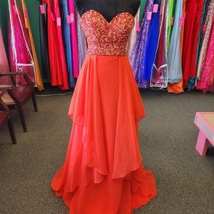 Mori Lee Red Beaded Sweetheart Prom Dress